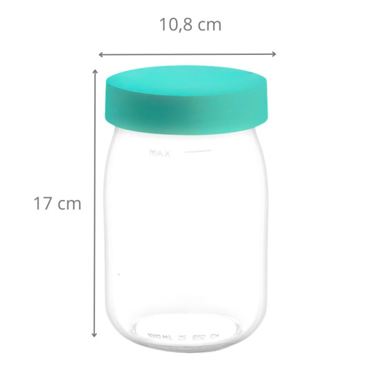 Bocal en verre 1 litre couvercle bleu