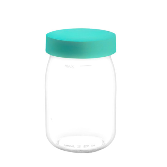 Bocal en verre 1 litre couvercle bleu