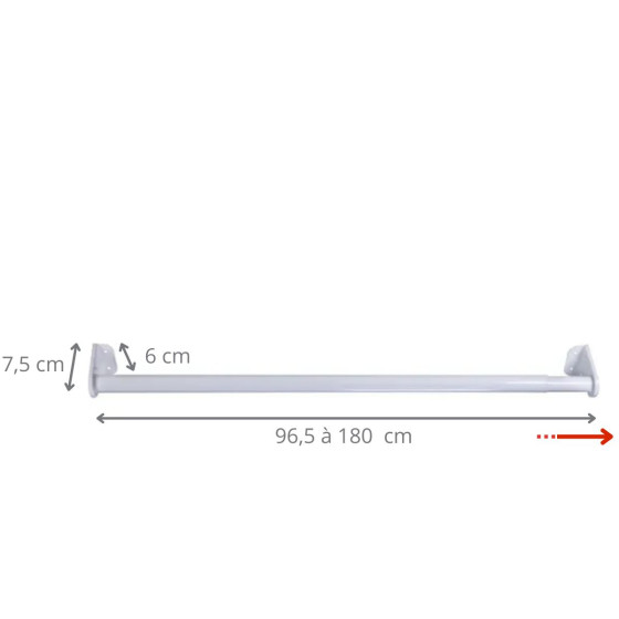 Tringle de penderie extensible 97-180cm