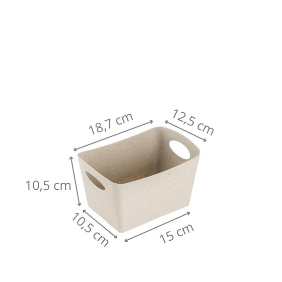 Petit bac de rangement beige en plastique écologique S