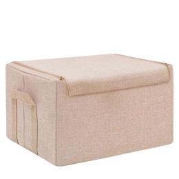 Boîte de rangement en tissu beige avec armature L