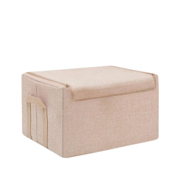 Boîte de rangement en tissu beige avec armature M