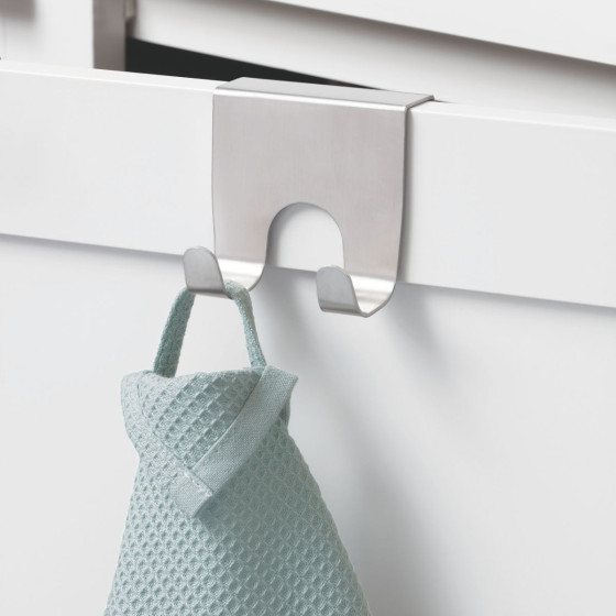 Crochet double en inox pour porte