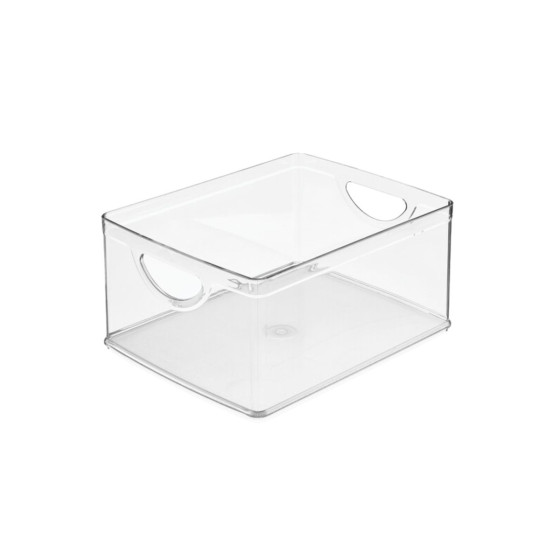 Bac rectangulaire en plastique transparent avec 2 poignées