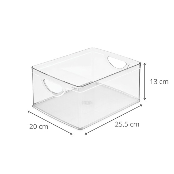 Haut bac en plastique L transparent et empilable pour organiser placards et tiroirs