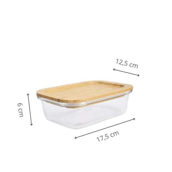 Boîte alimentaire en verre avec couvercle en bambou