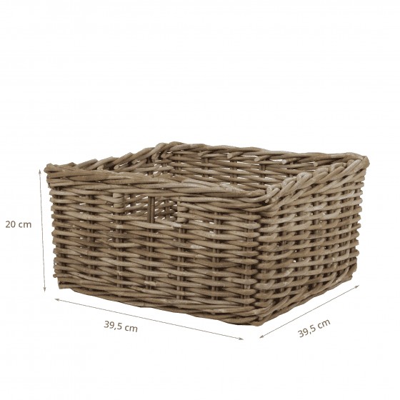 Grand panier de rangement en rotin carré