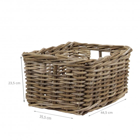 Panier de rangement rectangulaire en rotin gris L