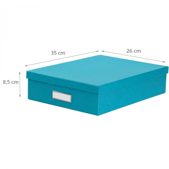 Boîte A4 en carton turquoise