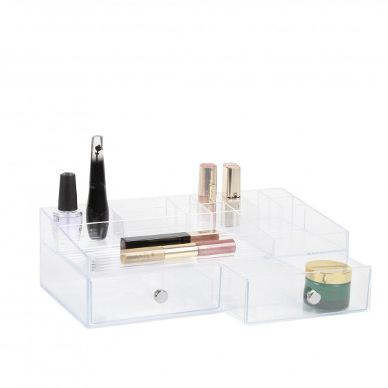 Boîte de rangement pour maquillage avec tiroirs et compartiments