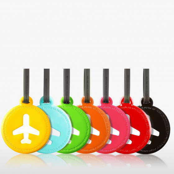Etiquette de bagage ronde en plastique orange