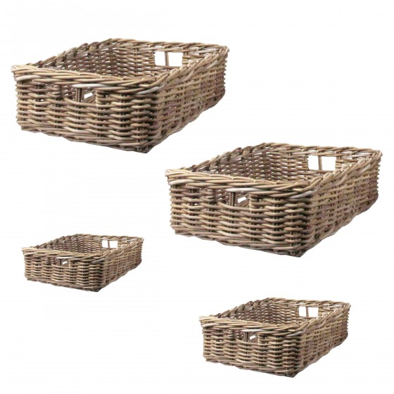 Grand panier de rangement sous le lit en rotin. Taille L
