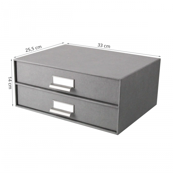 Boîte à 2 tiroirs en carton gris flanelle