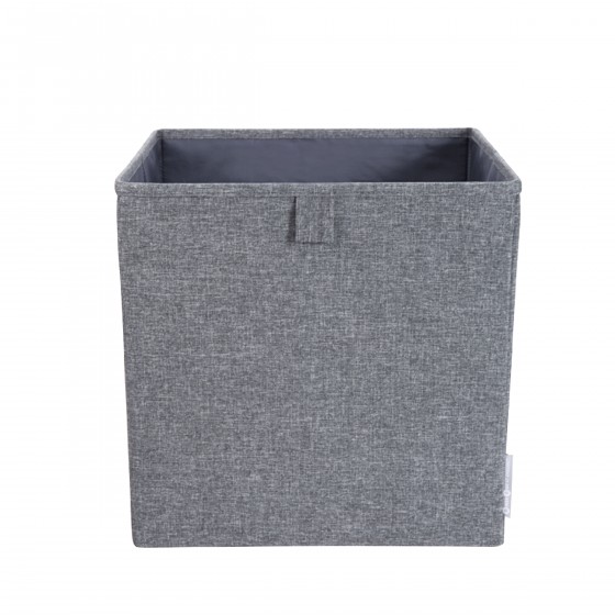 Boîte de rangement cube en tissu gris chiné