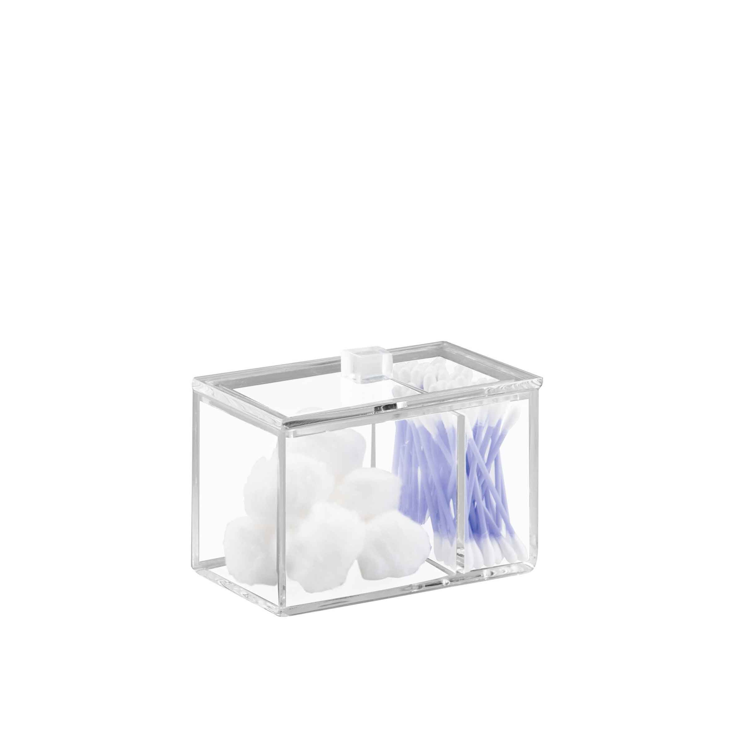 Boîte rectangulaire de rangement en plastique transparent pour cotons tiges et coton 