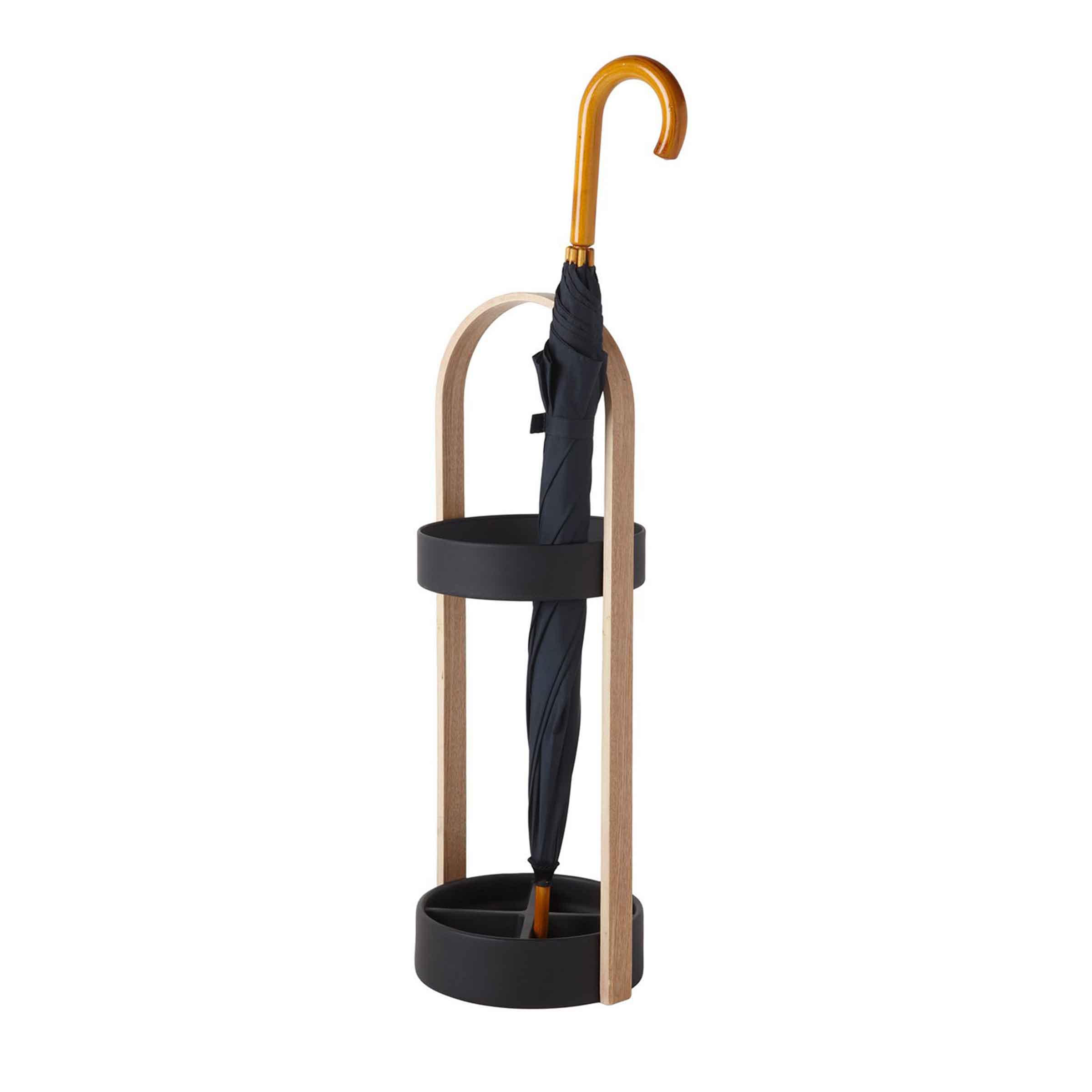Porte-parapluie noir en résine et bois 