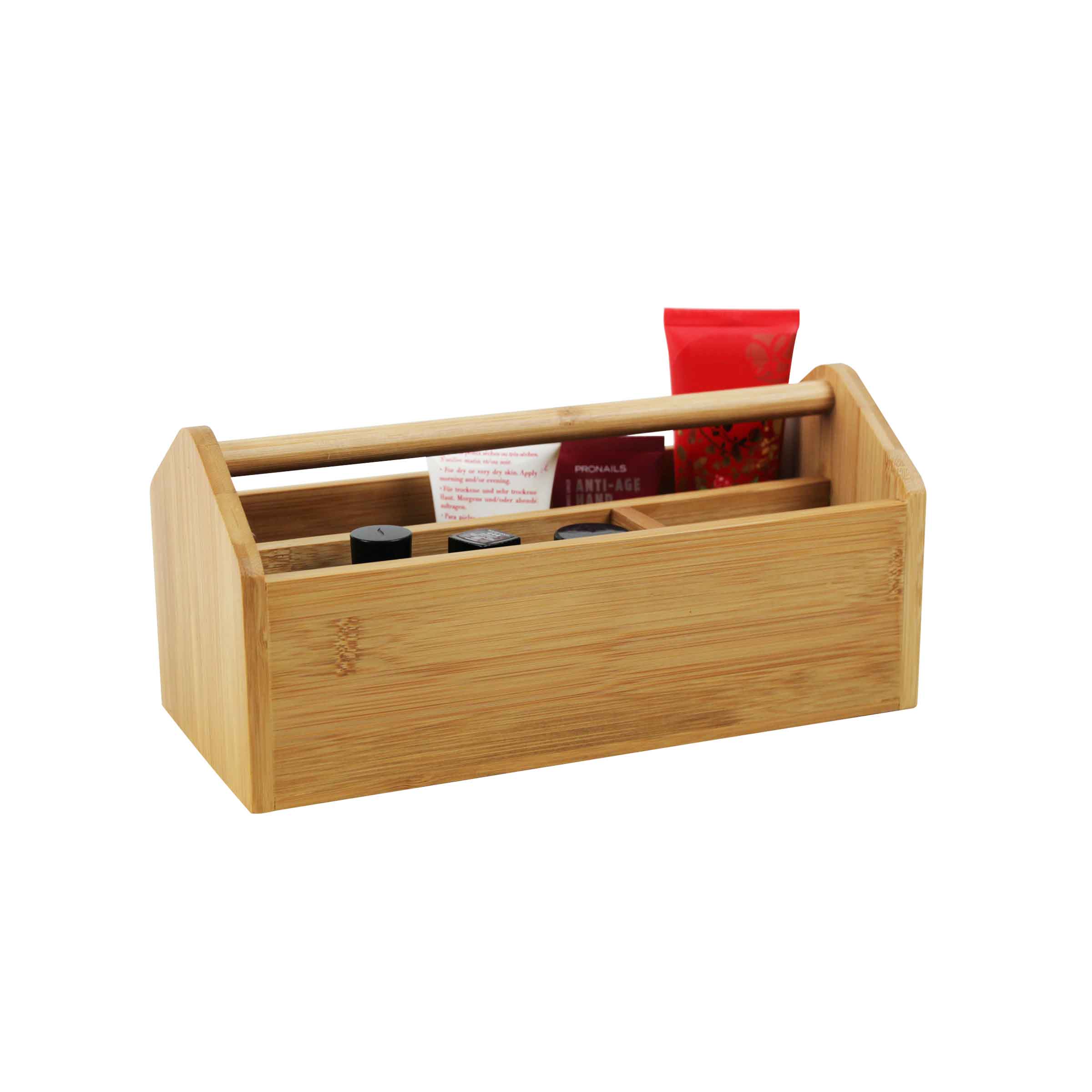 boîte de rangement en bois pour maquillage avec compartiments 