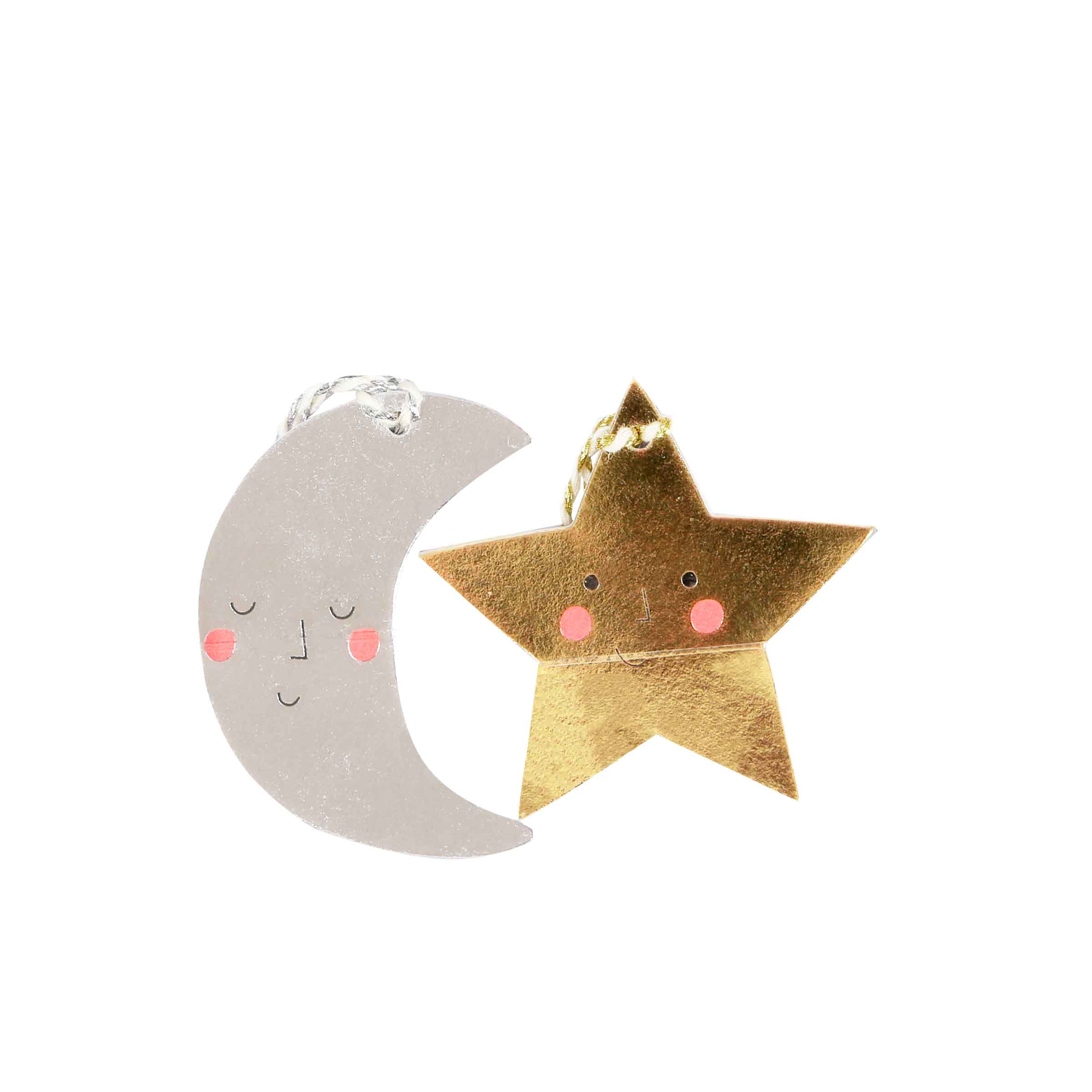 étiquettes de noël en forme d'étoiles ou de lunes pour paquets cadeaux 
