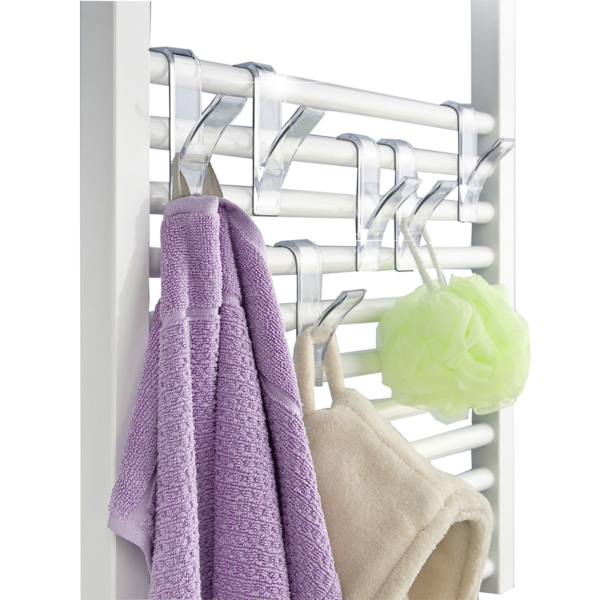 Extra cintre pour Sèche-Serviettes Radiateur Salle de Bain Robe Crochet Clip Paire Peg 3 Color