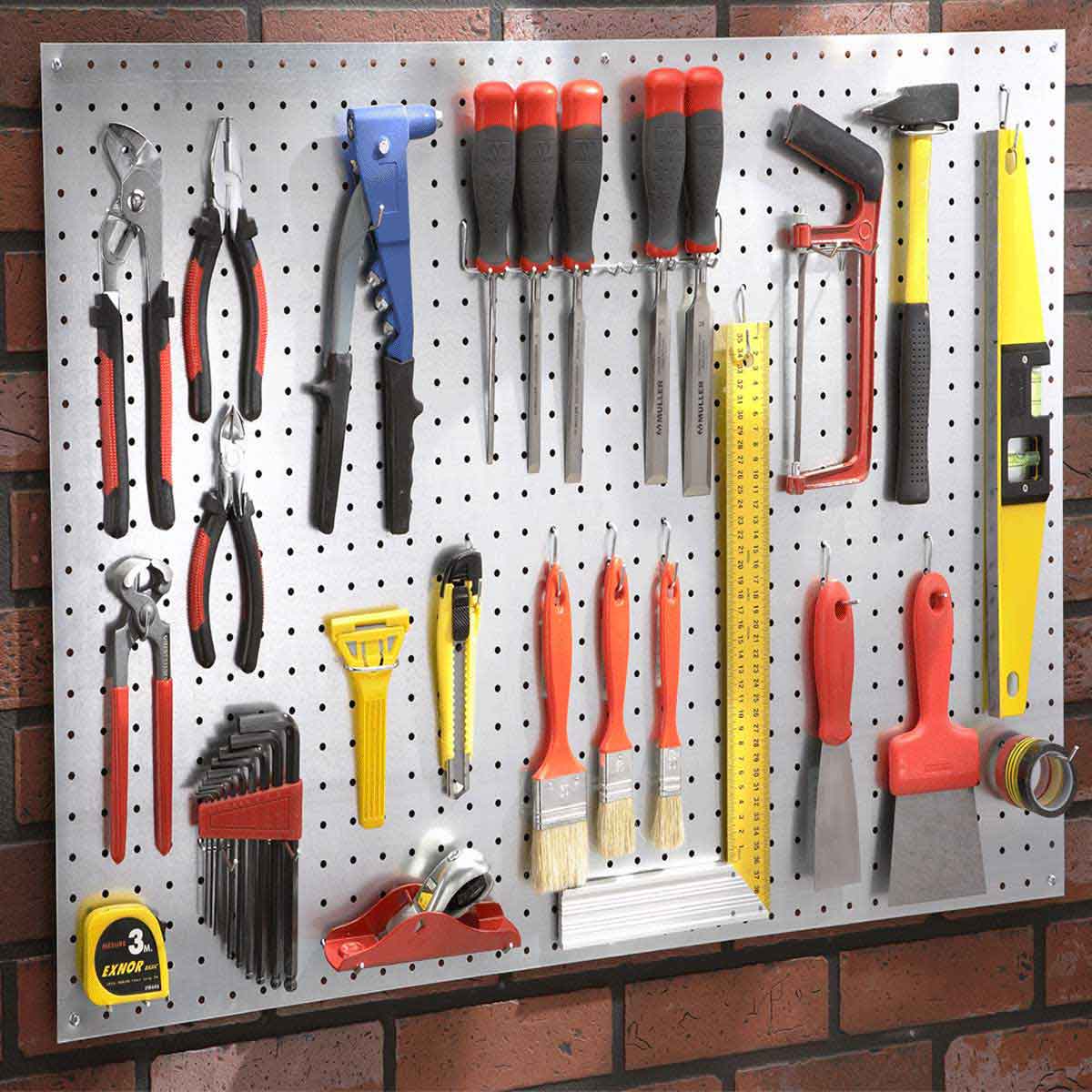 Panneaux perforés pour rangement d'outils, 3 pièces, en Acier, avec 25  crochets et fixations, 120 x 3 x 60 cm acheter en ligne à bas prix