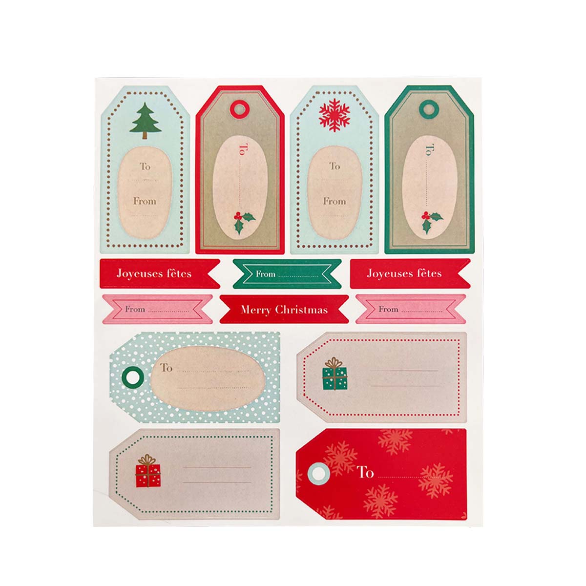 Étiquettes Cadeaux de Noël - 2 Planches de 7 étiquettes Cadeaux de Noël -  Dimensions d'une étiquette : 7x4cm