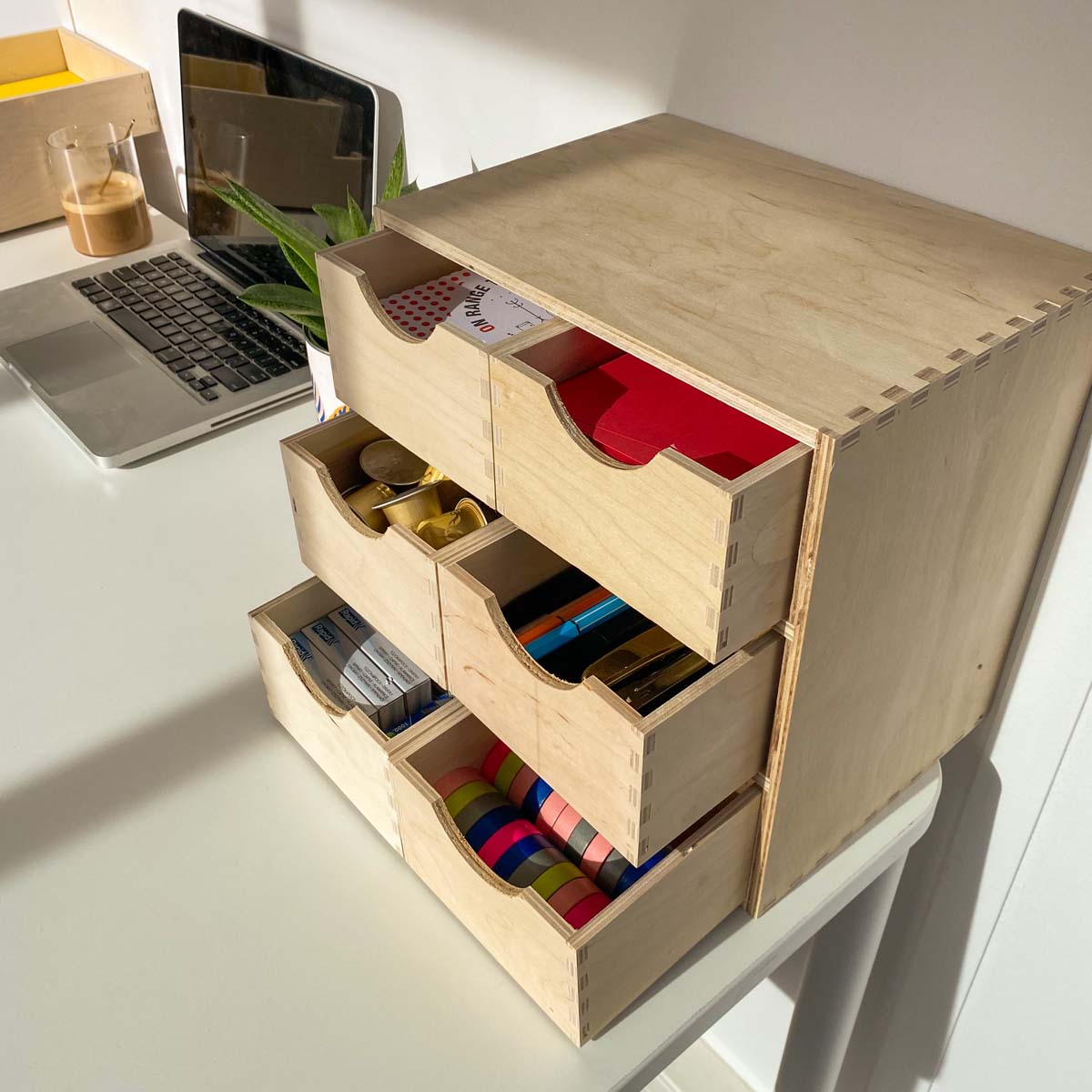 Bloc 6 tiroirs en bois