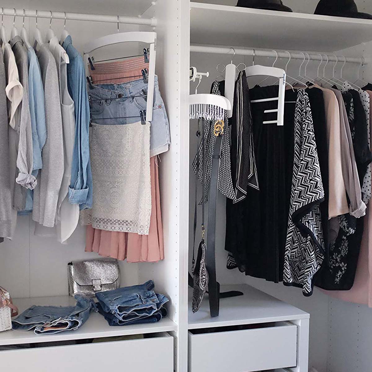 Cintre en bois blanc pour 4 pantalons