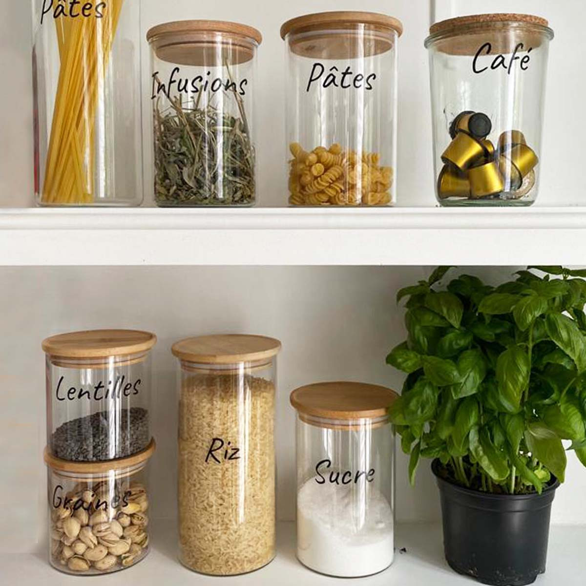 24 étiquettes pour bocaux de cuisine