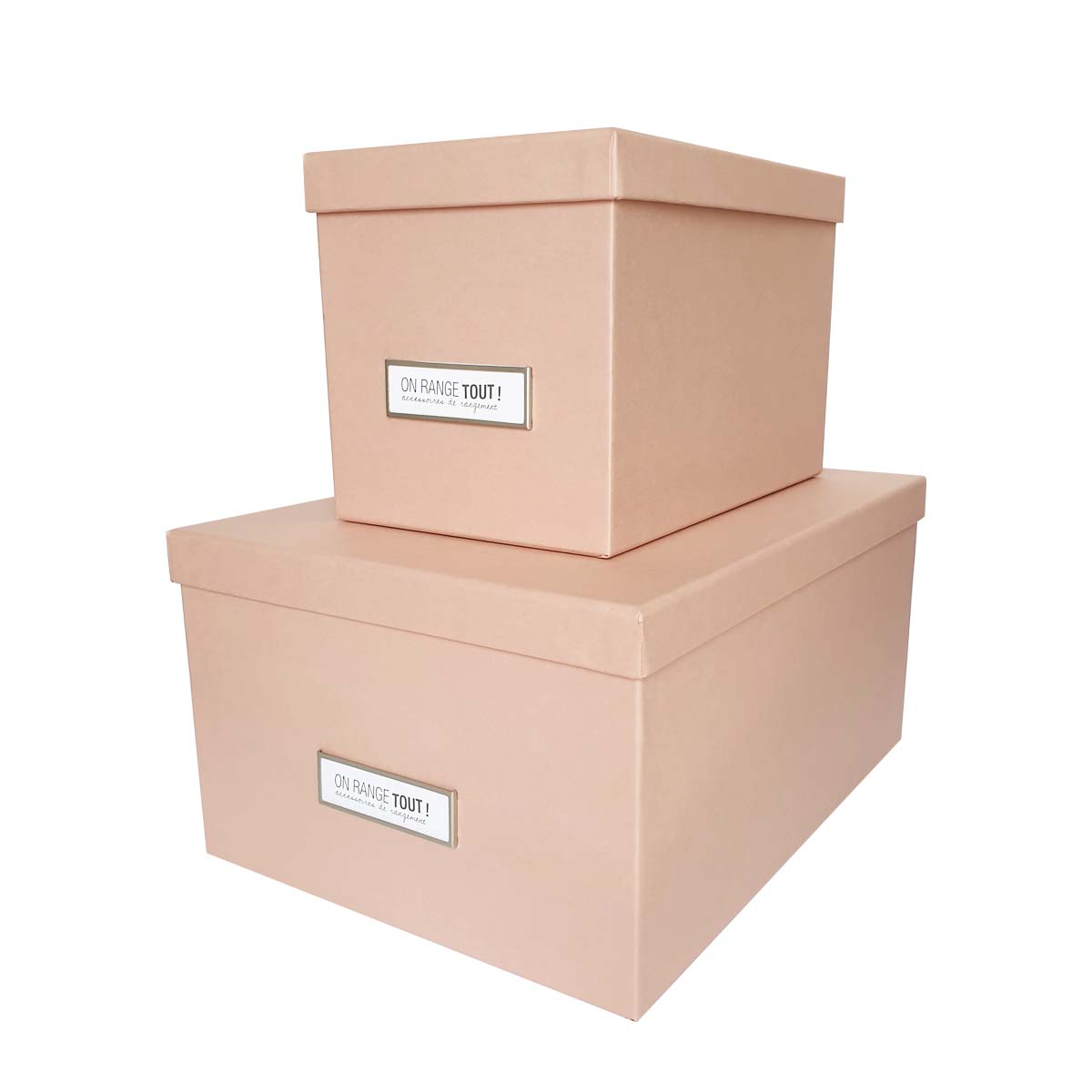 Boîte de rangement en carton rose saumon grand modèle