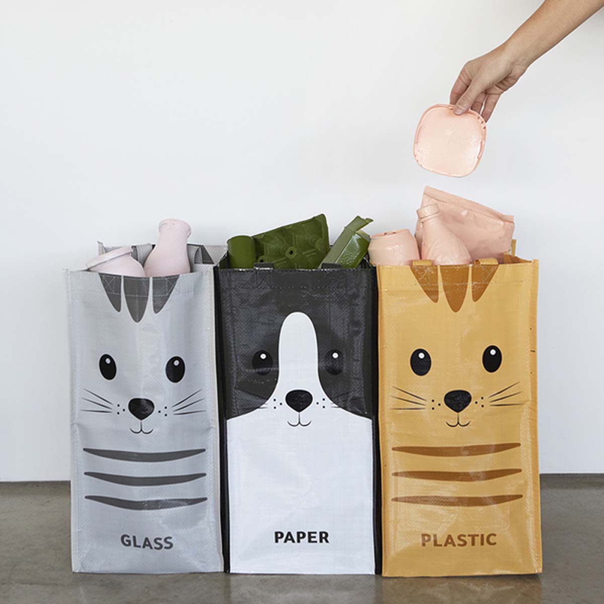 3 sacs pour tri des déchets - Chat