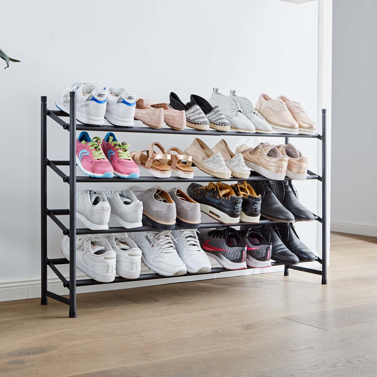 Rangement chaussures à 4 niveaux extensible et superposable